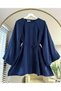 Women's Balloon Sleeve Waist-Tie Hijab Navy Blue Tunic Shirt Rz01 - 2