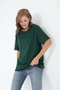 Women's 100% Cotton Nefti Green Crew Neck Oversize Boyfriend T-Shirt - 2