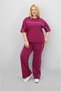 Women's Plus Size Short Sleeve Loose Leg Tracksuit Set with Intermediate Piping Detail 8189-25 - 4