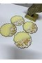 Gold Foil Wavy Round Epoxy Coaster Set – Set of 4 Cream Color Decorative Design - 2