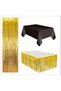 3 Pieces Black Table Cloth, Gold Table Skirt, Gold Back Fon