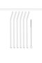 7 Pieces Clear Glass Slanted Pipette Cocktail Presentation Wenter Straws Washable Brush - 4