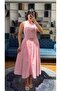 Zero sleeve dominant collar full button closure belted linen lined dress - 4