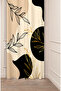 Leaf Graphic Bohemian Minimalist Beige Cream Patterned Special Design Digital Printed (Single Wing) Background Curtain