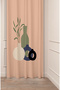 Vase Leaf Bohemian Minimalist Beige Cream Patterned Special Design Digital Printed (Single Wing) Stylish Background Curtain