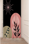 Leaf Graphic Bohemian Minimalist Beige Cream Patterned Special Design Digital Printed (Single Wing) Background Curtain