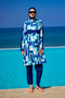 Navy Blue Hijab Swimsuit - 4 Piece Full Covered Swimsuit Set R2513 - 3