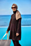 Brown Tulle Detailed Full Covered Hijab Swimsuit M2534-4 - 4