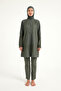Khaki Tulle Detailed Fully Covered Hijab Swimsuit M2534-3 - 4