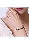 Gold Detailed Adjustable Black Leather Steel Bracelet Imprint