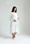 Water Green Patterned Special Design 100% Cotton Summer Woven Maternity Maternity Dressing Gown Nightgown Set - 4