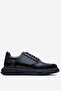 Deri̇club Men's Thick Sole Lace-Up Casaul Shoes Real Leather Cr 2568 Black
