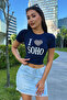 Women's Printed Lycra Crew Neck Crop T-Shirt - 3
