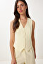 Linen Vest Pants Suit Yellow Lrv0106 - 3