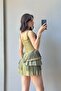Women's Khaki Pleated Shorts Dress 1041-2332 - 2