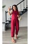 Orj.Brand Red Modal Fabric Sleeveless Blouse-Pants Suit - 2