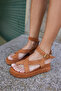 Posi̇tane Women's Taba Genuine Leather Suet Sandals - 6