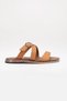Women's Tan Genuine Leather Orthopedic Sandals Wooden Detailed Adjustable Daily Lightweight Flat Sole Slippers - 4