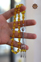 Yellow Barley Cut Triple Silver Tassel Fire Amber Prayer Beads 201024362 - 4