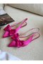 Fuchsia Satin (Miva) Ribbon Detail Elastic Women's Ballerinas