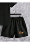 Unisex Cotton Black "There" Printed Crew Neck Comfortable T-Shirt / Shorts Set - 4