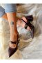 Veroni̇ka Brown Patent Leather Strappy Buckle 5 cm Heeled Sandals - 5