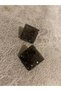 Serrated Smoked Color Large Size Square Shape Gold Accessory Epoxy Earrings Handmade Gift - 8