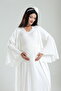 Tuba Ecru Flange Sleeve Lace Maternity Nightgown-Dressing Set of 2