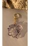 Double Heart Paw Shaped Purple Glitter Decorated Gold Accessory Epoxy Keychain Handmade Gift