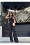 Women's Imported Fabric Button Detail Rose Patterned Belted Lined Special Design Jumpsuit Dress