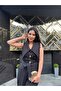 Women's Imported Fabric Button Detail Rose Patterned Belted Lined Special Design Jumpsuit Dress - 5