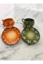 Decorative Stylish Design Fully Handmade Green and Brown 2-Person Coffee Cup - 5
