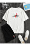 Not a Lover Loser Printed Cotton Unisex White T-Shirt-Black Shorts Set