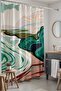Bathroom Curtain, Green Painting Patterned Shower Curtain, Bathtub Curtain 175X200Cm - 3