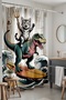 Bathroom Curtain, Dinosaur Cat Pattern Shower Curtain, Bathtub Curtain 175X200Cm - 3