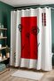 Bathroom Curtain, Red Japanese Flowers Pattern Shower Curtain, Bathtub Curtain 175X200Cm - 3