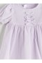 Nevavm Ribbon Detailed Cotton Baby Girl Dress with a Difference in Color - 3