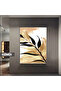 Amazing | Abstract Bohemian Gold - Black Leaf Model | Framed Tempered Glass Table Single Vertical