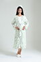 Water Green Patterned Special Design 100% Cotton Summer Woven Maternity Maternity Dressing Gown Nightgown Set - 4