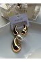 Gold Color Asymmetric Drop Model Pearl Detailed Modern Earrings - 4