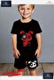 Children's Unisex “Bear Patched Red Black“ Custom Printed Crew Neck T-Shirt - Shorts Set - 2