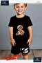 Children's Unisex “Bear Patched Brown Igneli“ Special Printed Crew Neck T-Shirt - Shorts Set - 2