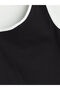 Black Asymmetric Collar Girl's Crop Undershirt - 7