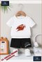 Children's Unisex “Flaming Basketball“ Custom Printed Crew Neck T-Shirt - Shorts Set