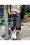 Unisex Vintage Washed Retro Pattern Baggy Jean Capri Bermuda