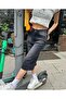 Unisex Vintage Washed Retro Pattern Baggy Jean Capri Bermuda - 2