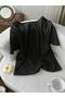 Black Lune Women's Open Front Lace-Up Detail Short Sleeve Top Alacati - 2