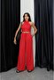 Red Sims Halter Neck Linen Suit