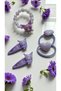 Girl's Cute Character Purple Buckle and Hair Rubber Set of 5