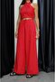 Red Sims Halter Neck Linen Suit - 7